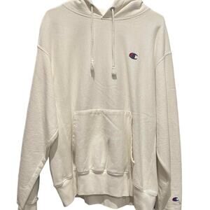 Champion Reverse Weave White Hoodie Adult Large